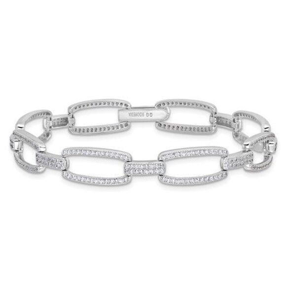 Brilliant Embers Sterling Silver Rhodium-plated 354 Stone 7.25 inch with Box Cat - Picture 3 of 5